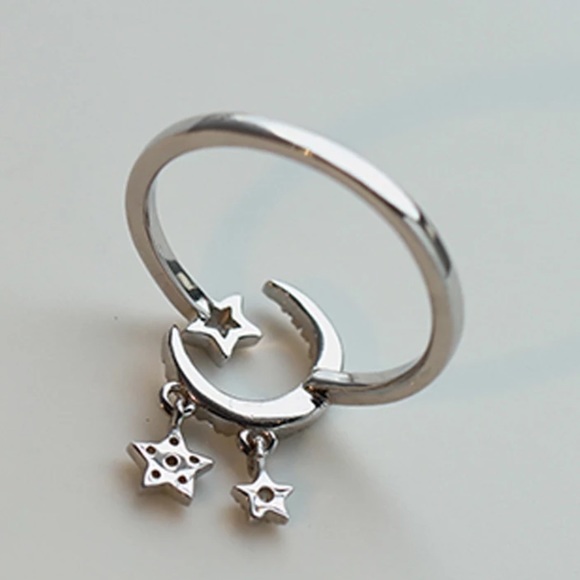 NEW MOON STAR 925 STERLING STERLING ADJUSTABLE RING, CUTE RING, SHINY RING. - Picture 6 of 6